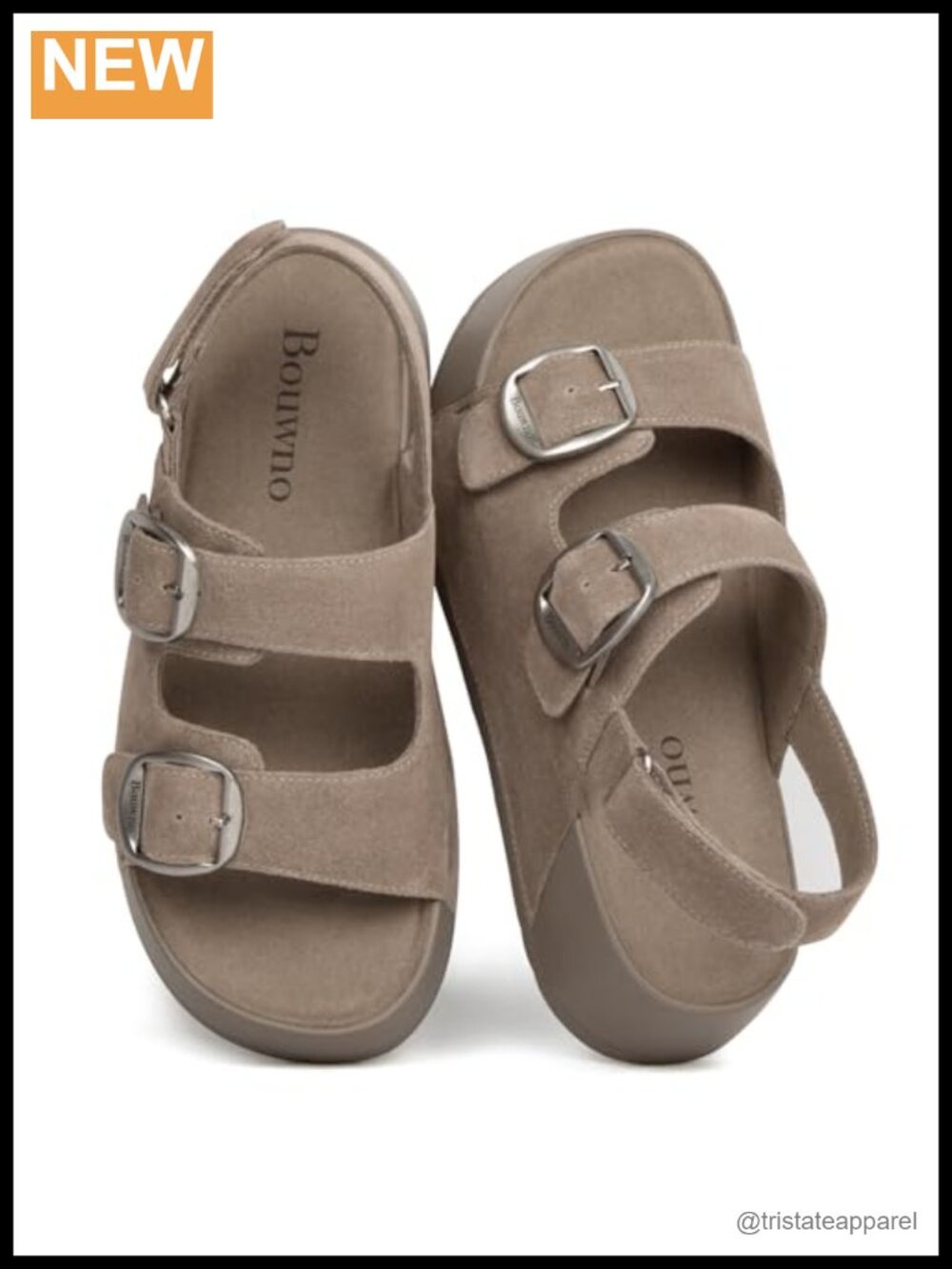 Genuine Leather Platform Sandals Slip-On Open Toe Buckle Casual Beach